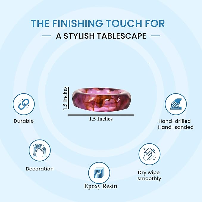 ALPHA Living HOME Napkin Rings Set of 12 - Handmade Epoxy Resin Napkin Holders for Elegant Table Decor, Dining, Weddings, Parties & Special Events - Durable & Stylish Serviette Rings (Spring Color)