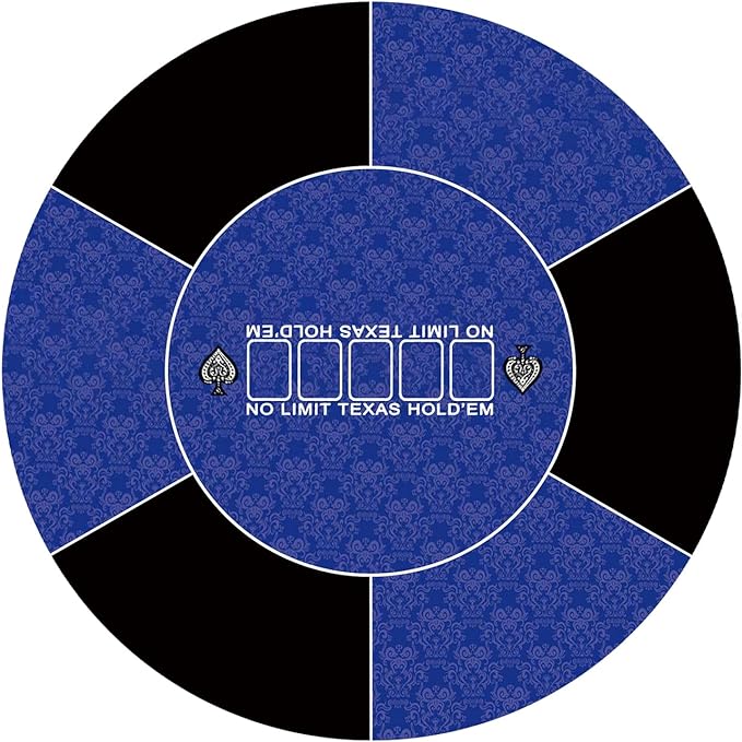 nuveti 24/31/47/55/63inch Round Poker Mat for Texas Holdem | Portable Poker Table Top with Art Deco Layout Print 6-8 Player Game Layout Mat to Play Cards, Poker Games, Blackjack, Casino