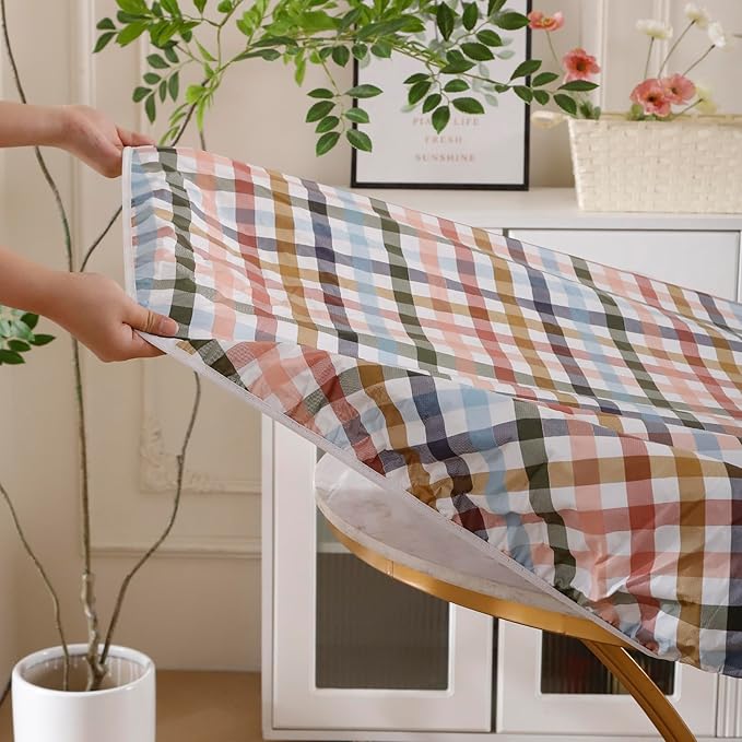 Walrus Round Vinyl Fitted Tablecloth with Flannel Backing Elastic Edge Design Table Cover Waterproof Oil-Proof PVC Table Cloth Stain-Resistant Best for 32"-36" Round