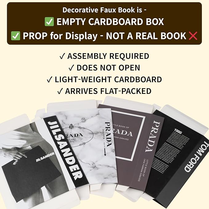 Marble Large | 4 PCS Faux Decorative Books for Home Decor | Not Real Books (Cardboard Boxes) | Coffee Table, Bookshelf & Shelf Styling Display Props for Living Room, Office