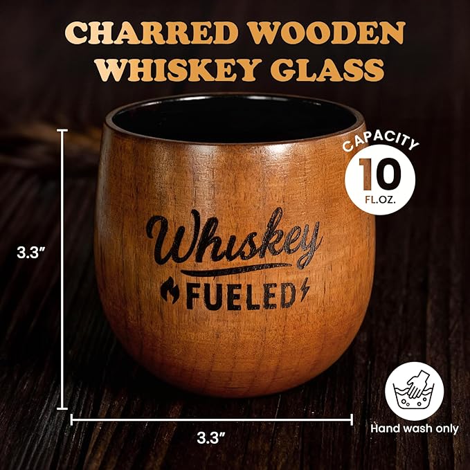 Daddy's Sippy Cup, Charred Wooden Whiskey Glasses, Bourbon Drinking Glass, Whiskey Gifts for Dad, Old Fashioned Whiskey Tumbler, Great Bourbon Gifts for Men, Dad, Husband, Brother, Whiskey Lovers