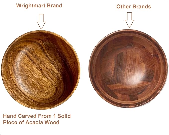 Wooden Bowl Set of 4, Small Acacia Wood Bowls, 5” Diameter, 2.5” Tall, 8 oz Capacity, Handcrafted Bowls for Salad, Snacks, Fruit & Kitchen Gifting