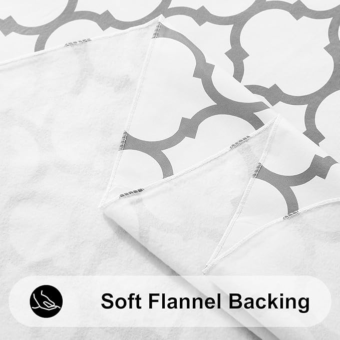 Smiry Rectangle Table Cloth, Waterproof Vinyl Tablecloth with Flannel Backing for Rectangle Tables, Wipeable Spillproof Plastic Tablecloths for Dining, Camping, Indoor and Outdoor (52"x70", White)