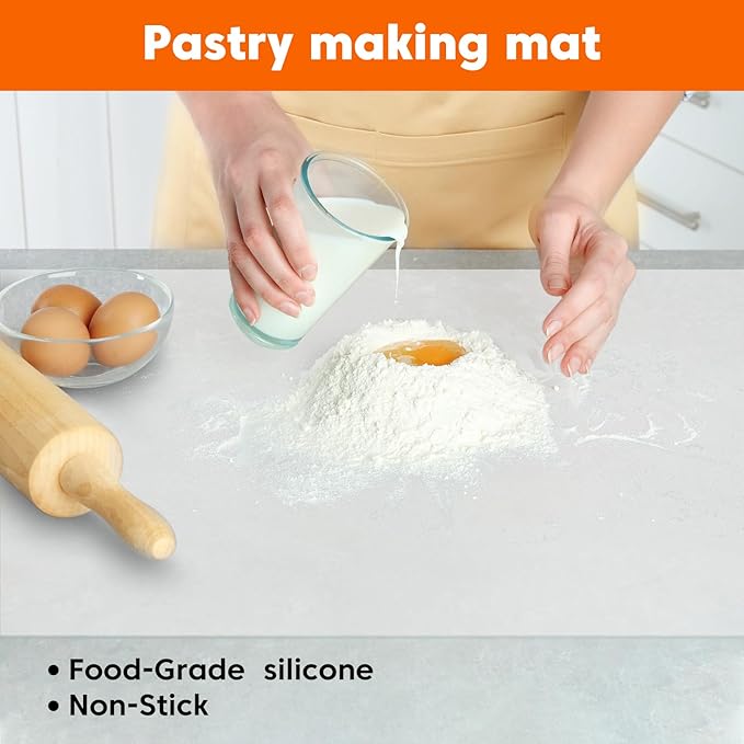 Large Silicone Mats for Kitchen Counter,16" x 72" Heat Resistant Silicone Mat,Food Grade Silicone Pastry Mat,New Skin-Friendly Material Silicone Countertop Protector Mat,Freely Cuttable,Translucent