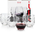 Üllo Aer Crystal Stemless Wine Glasses with Aerating Swirl Design for Enhanced Flavor, Clear, Set of 4