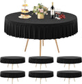 6 Pack Black Spandex Round Tablecloths for 60 inch Table, Stretchy Fitted 5FT Round Table Cloth with Wrinkle Free Skirt for Wedding Party Dining Banquet