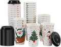 100 Count Christmas Paper Cups, Xmas 16 oz DisposableCoffee Cups Snowflake Santa Snowman Elk Christmas(16oz 100Count)