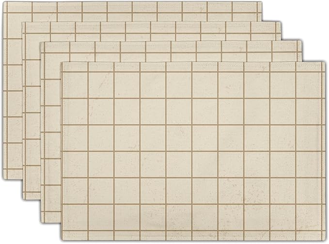 Buffalo Plaid Placemats - Beige Rustic Place Mats Set of 4 Farmhouse Country Table Mats Kitchen Mats 12x18 for Party Dining Table