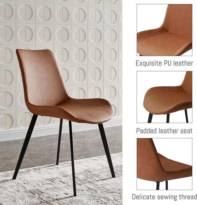 ZckyCine 67" Expandable Walnut Dining Table and 6 Upholstered Chairs, 7-Piece Modern Dining Set