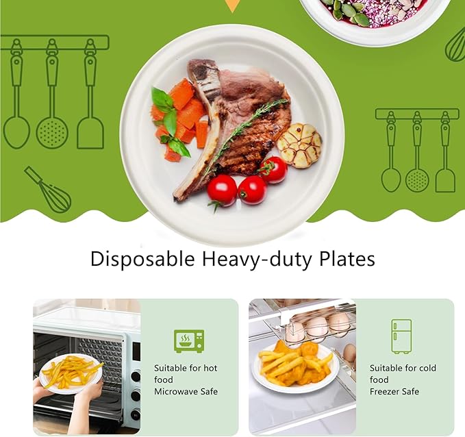 6 Inch Small Paper Plates, 300 Pack Disposable Compostable Dessert Plates Made from Sugarcane Fibers, Eco-Friendly, White