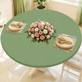 Round Spandex Tablecloth, Elastic Fitted Waterproof Tablecloths for 42"-50" Tables, Stretch Washable Picnic Table Cover for Camping, Dining, Indoor and Outdoor, Sage Green