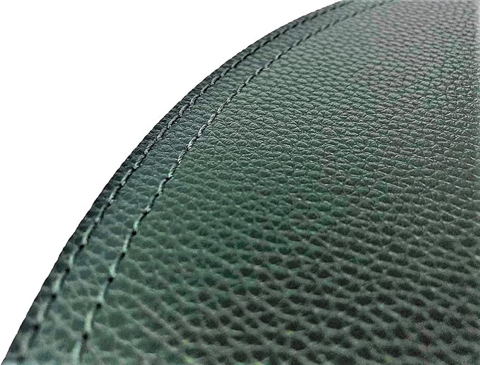 Set of 6 Faux Leather Round Placemats and Coasters, Disko Table Mats and Drink Spills Coasters, Easy to Clean, Double Stitched for Kitchen Dining Table, Diameter 13'' and 3.9''