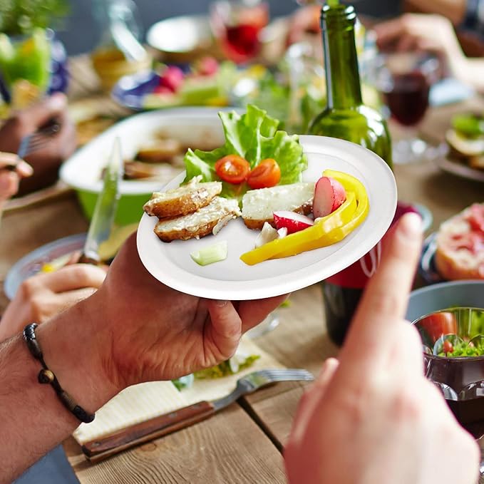 300 Pack Small Compostable Paper Plates, 6 inch, Made from Sugarcane Fibers, Recycled, White