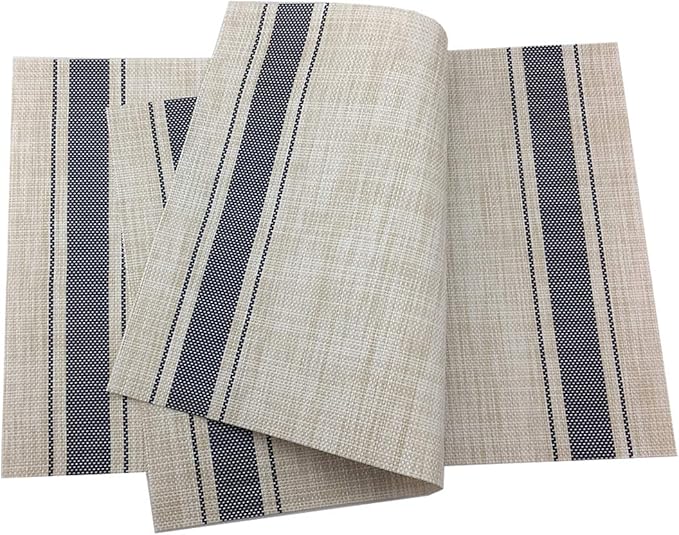 Gugrida Luxury Blue Placemats Set of 6 Crossweave Woven Vinyl Placemat for Dining Table Kitchen Table Mats