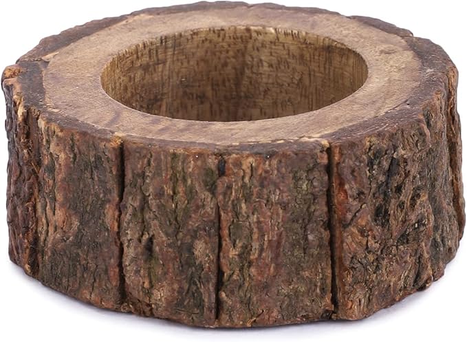 Ajuny Napkin Rings Wooden Set of 12 Handmade 1.5 Inch Decorative Round Shaped Holders with Bark Edge Natural Design for Table Dining Parties Special Occasions Kitchen & Home Decor Gift