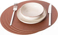 Nikalaz Round Placemats Set (Pack of 4) Recycled Leather Table Mats 15 inches, Kitchen Dining Table Decor by Nikalaz (Dirty Brown)