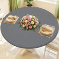 Round Spandex Tablecloth, Elastic Fitted Waterproof Tablecloths for 42"-50" Tables, Stretch Washable Picnic Table Cover for Camping, Dining, Indoor and Outdoor, Grey