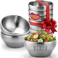 12 Pack Stainless Steel Bowls Bulk SUS304 Double Wall Insulated Bowls Matte Brushed Metal Soup Bowl for Rice Salad Noodle Snack Cereal Ice Cream Serving Mixing Prep (28 oz)