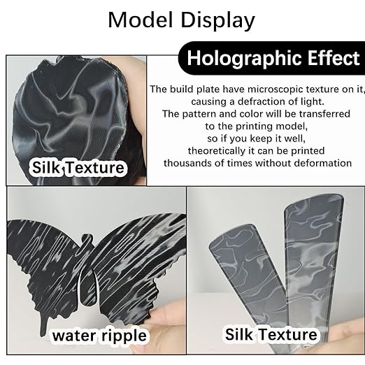 JUUPINE 257x257mm Water Ripples+Silk Textured Build Plate for Bambu Lab A1/X1/X1C/X1E/P1P/P1S/P2S/A1, Smooth Flexible Spring Steel Plate Effect Sheet for Bambu Lab 3D Printers.