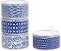 Selamica Ceramic Bowls with Lids,14 OZ Small Serving Bowls with Lids for Lunch Picnic Microwave Safe, 5 Inch Kitchen Food Storage Bowls Set of 4 for Prep, Salad, Pasta, Cereal, Vintage Blue