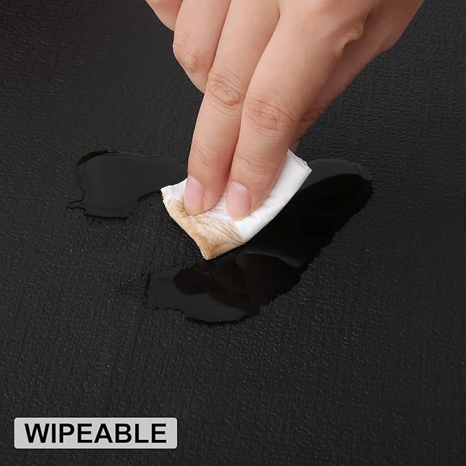 homing Faux Leather Heat Resistant Placemats 4 Packs, Waterproof Wipeable Dining PU Place Mats for Indoor & Outdoor, Easy to Clean, Black