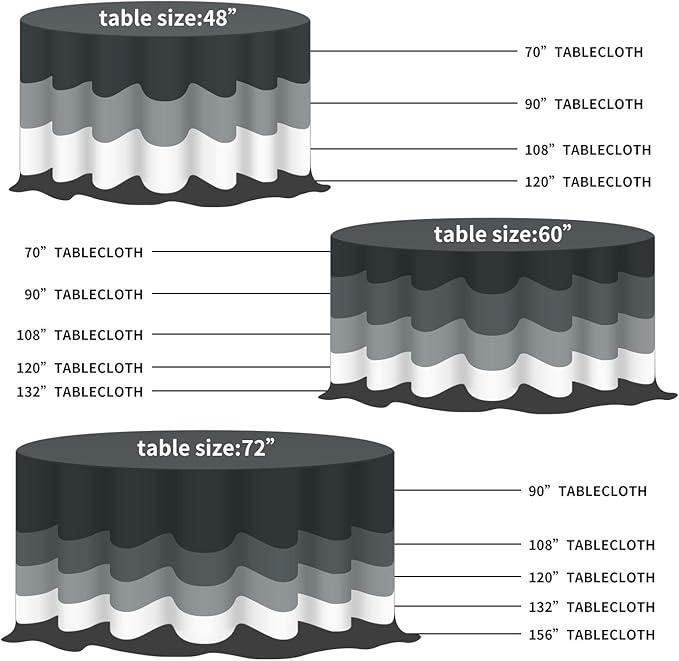 Fokitut 6 Pack Round Tablecloth, 70 Inch, Stain Resistant and Wrinkle Polyester Table Cloth, Fabric Table Cover for Kitchen Dining, Wedding, Party, Holiday Dinner-White