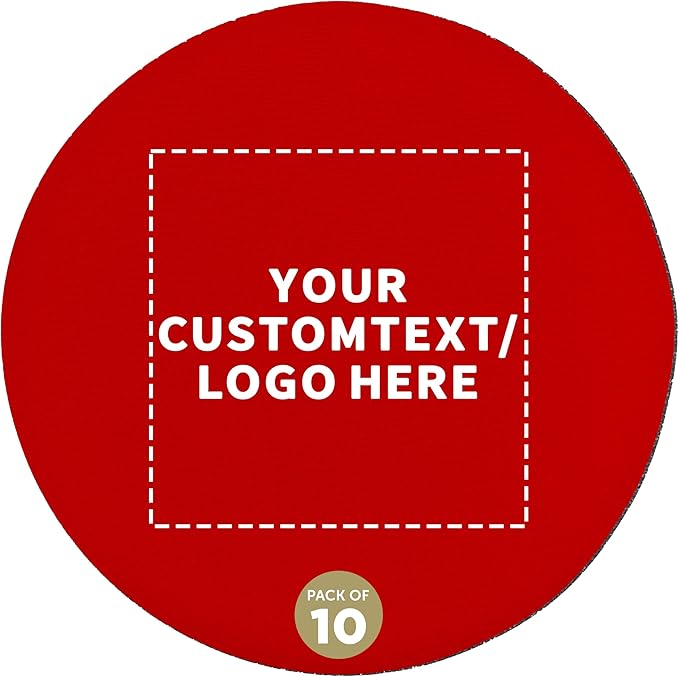 10 Round Foam Bud Coasters Pack, 4 inch - Customizable Text, Logo - PU Foam, Party Favor - Red