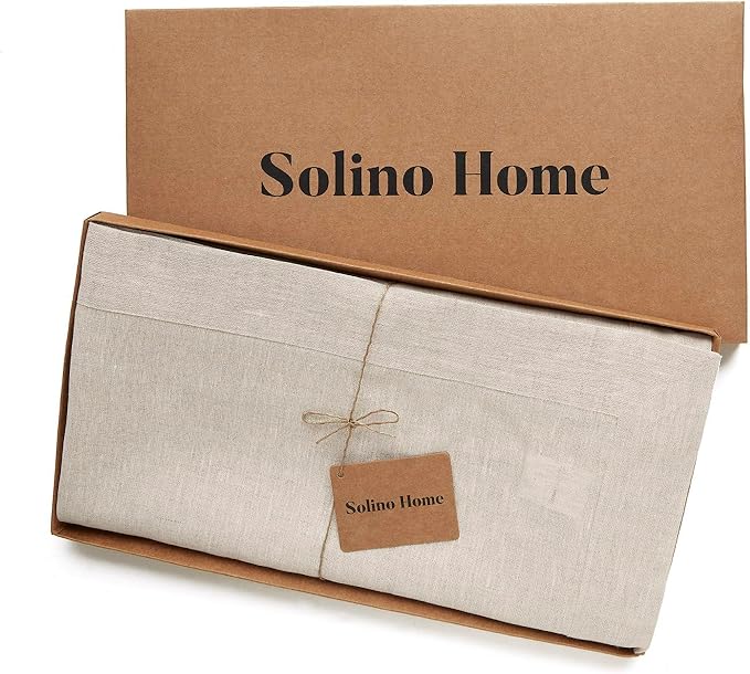 Solino Home Linen Tablecloth 60 x 144 Inch - 100% Pure Linen Light Natural Table Cloth for Rectangular Tables - Athena, Machine Washable Cloth Tablecloth for Spring, Easter