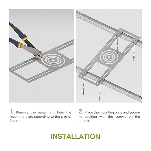 ASD 12 Pack New Construction Mounting Plate with Symmetric Round Hole - 3-4-6" Flat Steel Rough-in Wafer Light Bracket, LED Recessed Lighting Housing
