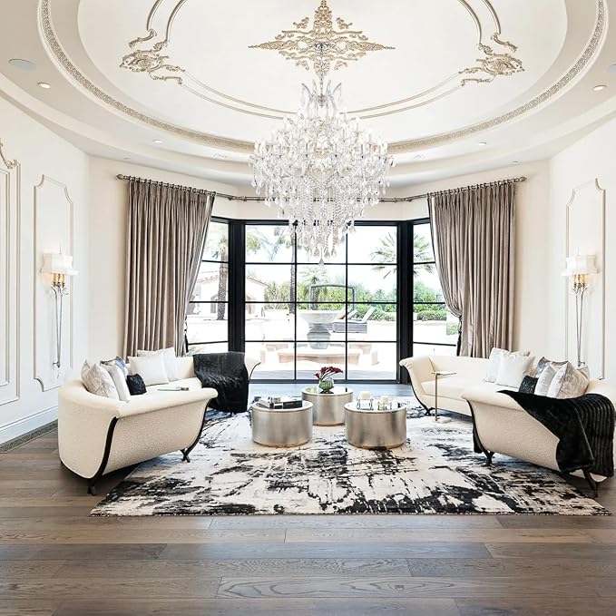 Large Modern Chandelier Light Fixtures - 36 Lights, 4 Layers Chrome Crystal Chandeliers for Hotel, Lobby, Foyer, Entrance Hall, Staircase