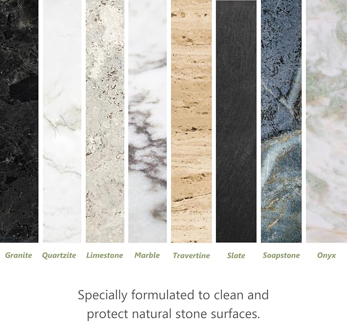 MORE Stone & Quartz Cleaner + Protector - Granite, Quartz & Marble Cleaner - For Kitchen & Bathroom Countertops - Water-Based Surface Spray Refill - Lavender-Verbena Essential Oil - Gallon (128oz)