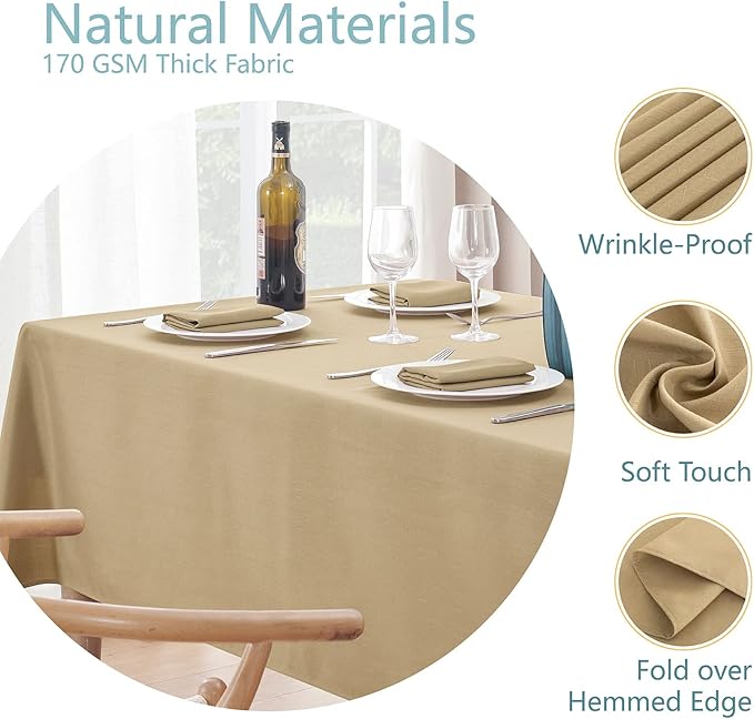 Faux Linen Rectangle Tablecloth Waterproof 60x84 inch Table Cloth Stain and Wrinkle Resistant Washable, Decorative Fabric Table Cover for Dining, Kitchen, Wedding and Parties, Coffee