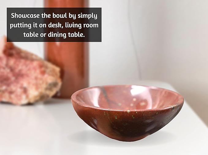 Red Jasper Crystal Bowl - 2 Inch Decorative Bowls for Room and Home Decor - Gemstone Healing Crystals for Elegant Display, Positive Energy Balance and Gift