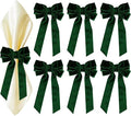 Bow Napkin Rings for Christmas, Wedding, Party, Holiday Table Decor (Dark Green, 6 pcs)