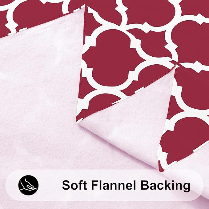 Smiry Round Plastic Table Cloth, Waterproof Vinyl Tablecloth with Flannel Backing for Round Tables, Wipeable & Spillproof for Dining, Camping, Indoor and Outdoor (60" Round, Burgundy)