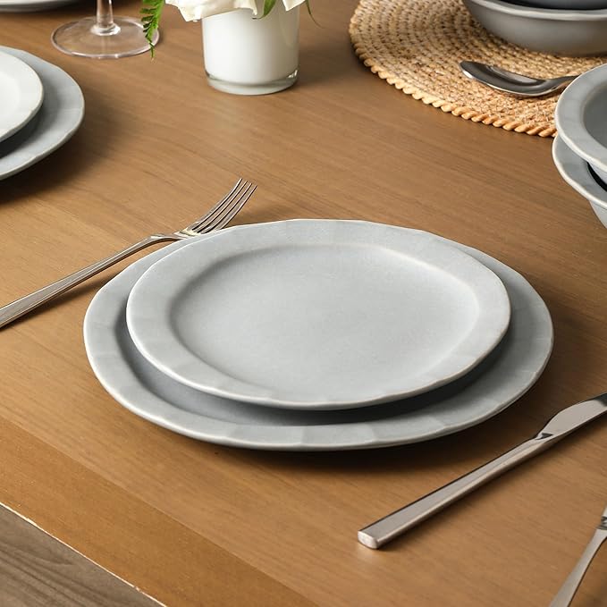 Stone Lain Oasis 4-Piece Salad Plate Set Stoneware, Grey Blue