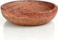 Red Travertine Bowl, 7.8" Natural Stone Centerpiece for Bohemian Entryway & Office Desk Home Decor, Handmade Decorative Key Fruit Bowl, Earth Tone Jewelry Dish, Vibrant Tabletop Art