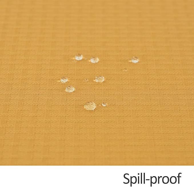 maxmill Jacquard Tablecloth Stain Resistant Waterproof Wrinkle Free Spillproof Washable Soft Weaved Texture Table Cloth for Dining Room, Indoor Outdoor Use, Rectangle 60 x 140 Inch, Ochre Yellow