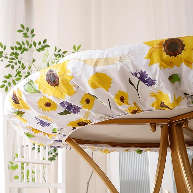 Walrus Round Vinyl Fitted Tablecloth with Flannel Backing Elastic Edge Design Table Cover Waterproof Oil-Proof PVC Table Cloth Stain-Resistant Best for 45"-56" Round