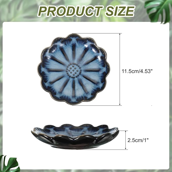 uxcell 1Pcs Ceramics Jewelry Plate, Sunflower Shape Key Holder Bowl for Entryway Table Decor Small Ring Tray Dish Gift for Women Girlfriend, Gradient Blue