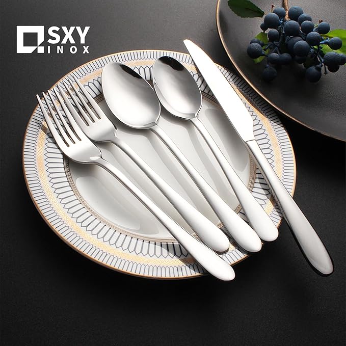 Silverware Set for 4,20 Pieces Forged Stainless Steel Flatware Set Cutlery Set,Heavy Duty and Modern Desgin,Fancy Tableware Cutlery Set for Home,Restaurant (Silver 20)