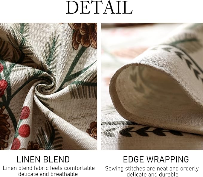 ISAENNE Designer Christmas Beige Linen Small Square Tablecloth,Pinecones Pattern Indoor Tablecloths,Washable Decor Table Cloth for Dining Thanksgiving Kitchen Christmas,55"*55"-Carol B