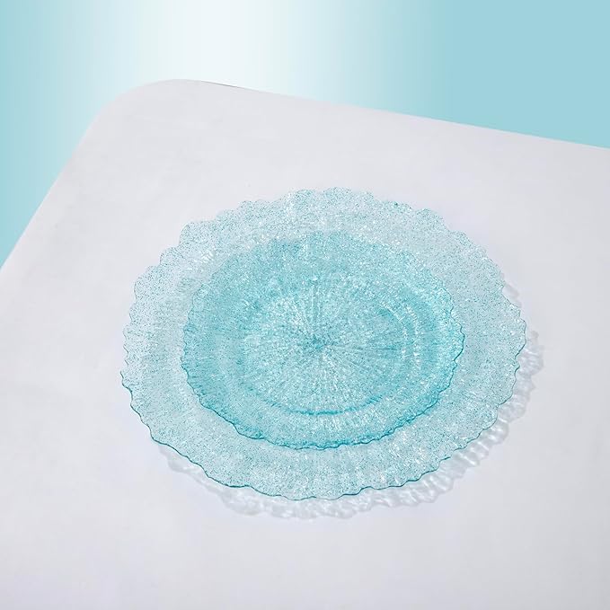 U-QE 60PCS Clear Blue Plates - Glitter Blue Plastic Hanukkah Plates Disposable&Reusable - Heavy Duty Plastic Plate for Hanukkah, Party&Wedding Including 30 Dinner Plate 10" & 30 Appetizer 7"