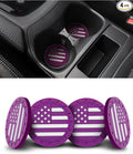 4 Pack Car Cup Coasters, Universal American Flag Non-Slip Silicone Cup Holder Inserts, Car Interior Accessories, Purple