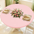 Round Spandex Valentines Day Tablecloth, Elastic Fitted Waterproof Tablecloths for 45"-56" Tables, Stretch Washable Picnic Table Cover for Camping, Dining, Indoor and Outdoor, Pink