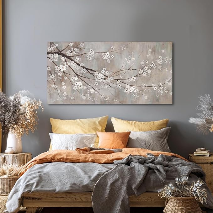 XIANSHOU Flowers Wall Art Plum Blossom Artwork Nature Wall Decor Canvas Prints Pictures Large Poster Arts 24"x48"