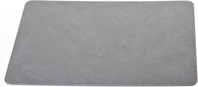 Nikalaz Set 4 Small Placemats and 4 Coasters, Table Mats Made in Europe Recycled Leather, Place Mats 15.7 x 11.8 inches and Coasters 3.9 x 3.9 inches (Dirty Grey)