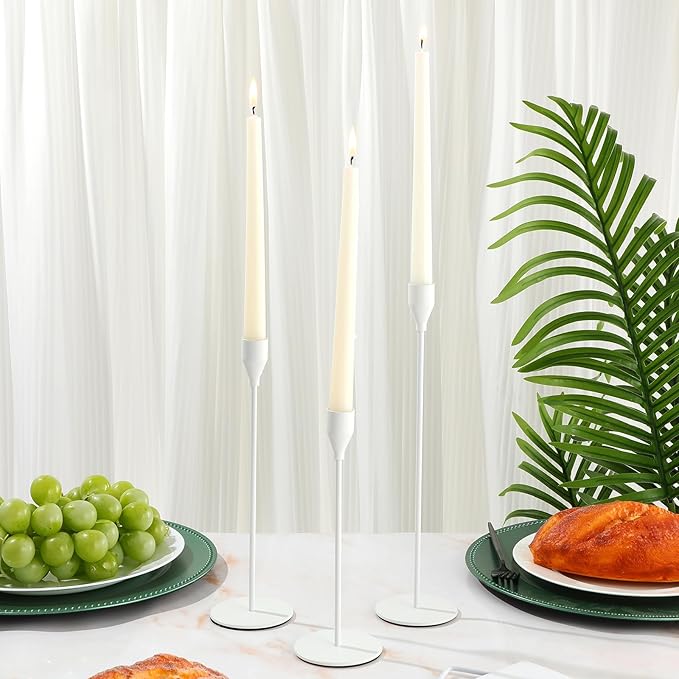 27 Pack Candles Holder, 9 Sets Taper Candlestick Holders Fit 0.75 Inch Thick Pillar Candles, Long Candle Sticks Centerpiece Decor for Home Wedding Dinning Party Anniversary(White)