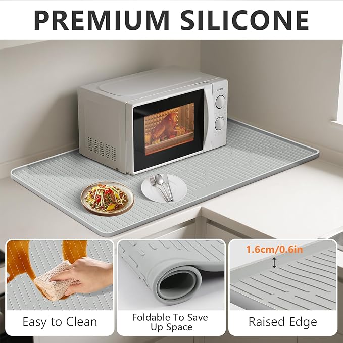 24" x 17" Heat Resistant Mat for Countertop Lanstics Silicone Baking Mat Non-Slip Air Fryer Mats Multipurpose Countertop Protector Microwave Mats Fire Resistant Mat Place Mat for Kitchen Counter