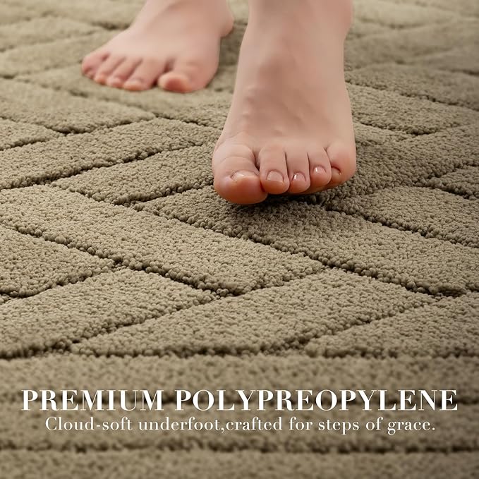 Kitchen Rugs,24" x 59" Non Slip Kitchen Mats for Floor-Thick Stain Resistant Kitchen Floor Mat Runner Carpet for Hallways Entryway Laundry Room Washable(Tan)